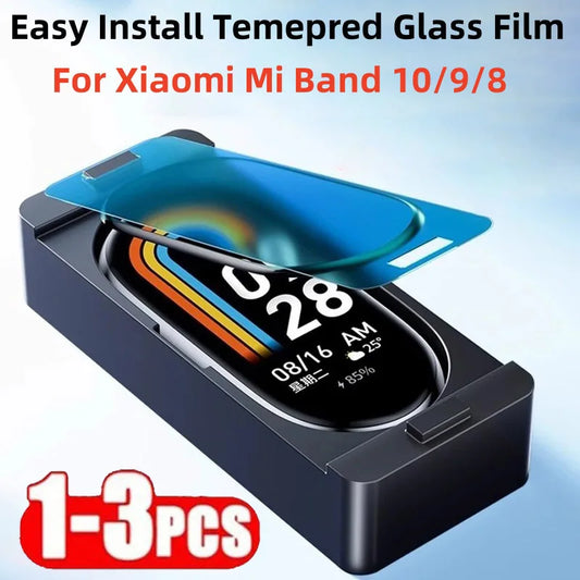 1-3PCS Easy Install Tempered Glass Film For Xiaomi Mi Band 10 Smartwatch Screen Protector Mi Band 9 8 Miband 10 Protective Film