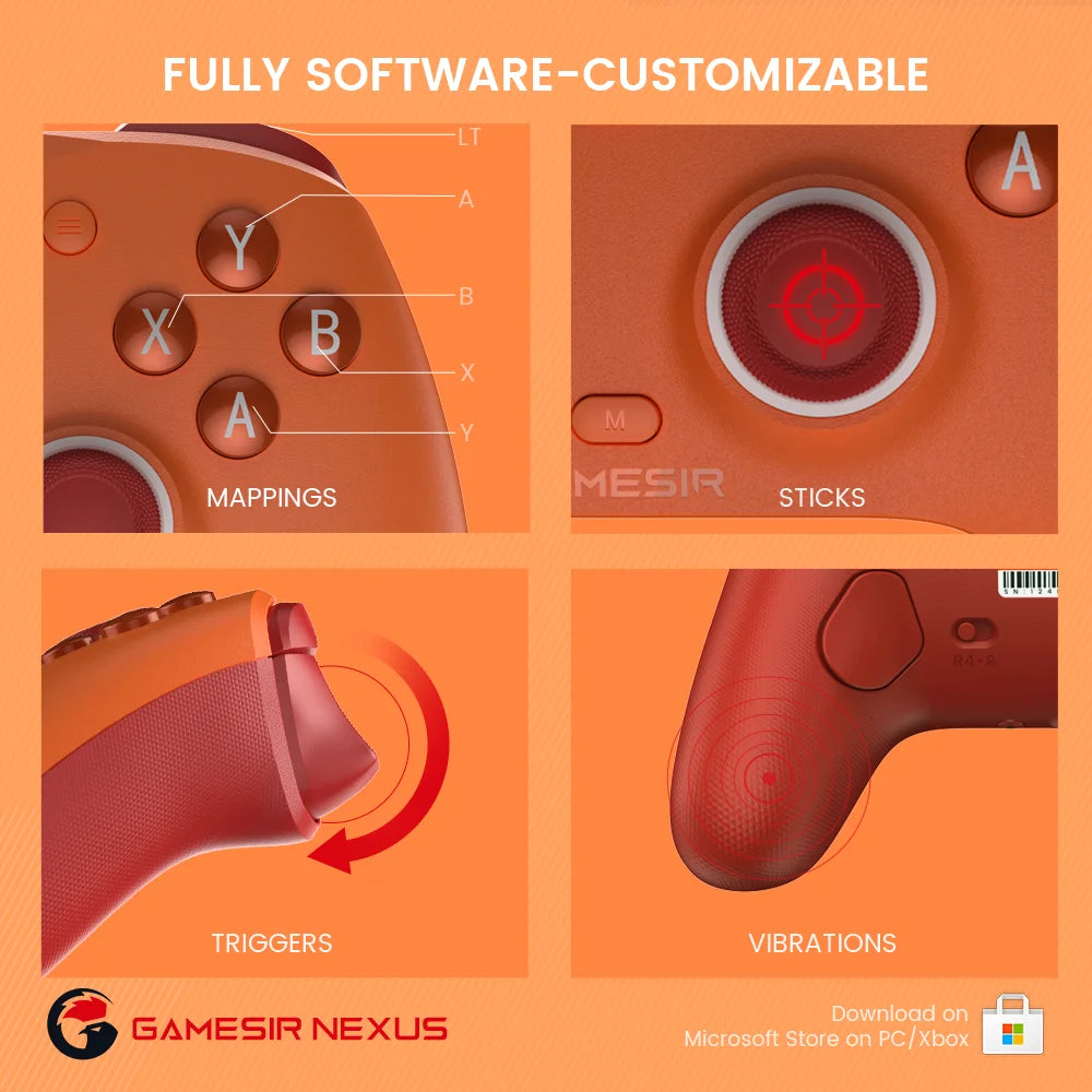 GameSir G7 SE Xbox Gaming Controller Wired Gamepad for Xbox Series X, Xbox Series S, Xbox One, with Hall Effect Joystick Orange